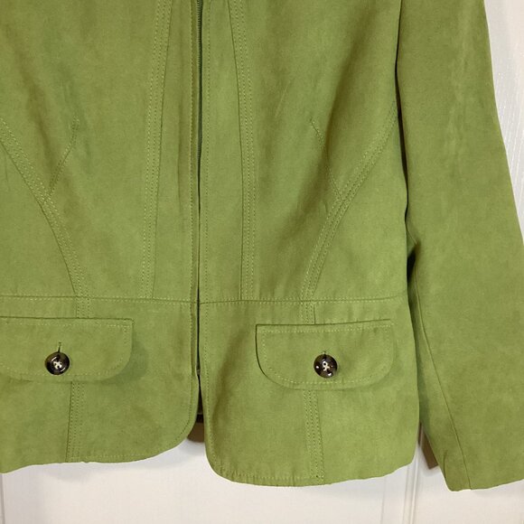 Laura Petites Women's Faux Suede Green Jacket Blazer Size 6 Lined Office Casual - Picture 3 of 9